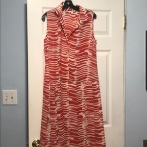 CAbi red and white striped dress